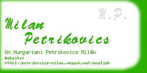 milan petrikovics business card