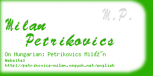 milan petrikovics business card